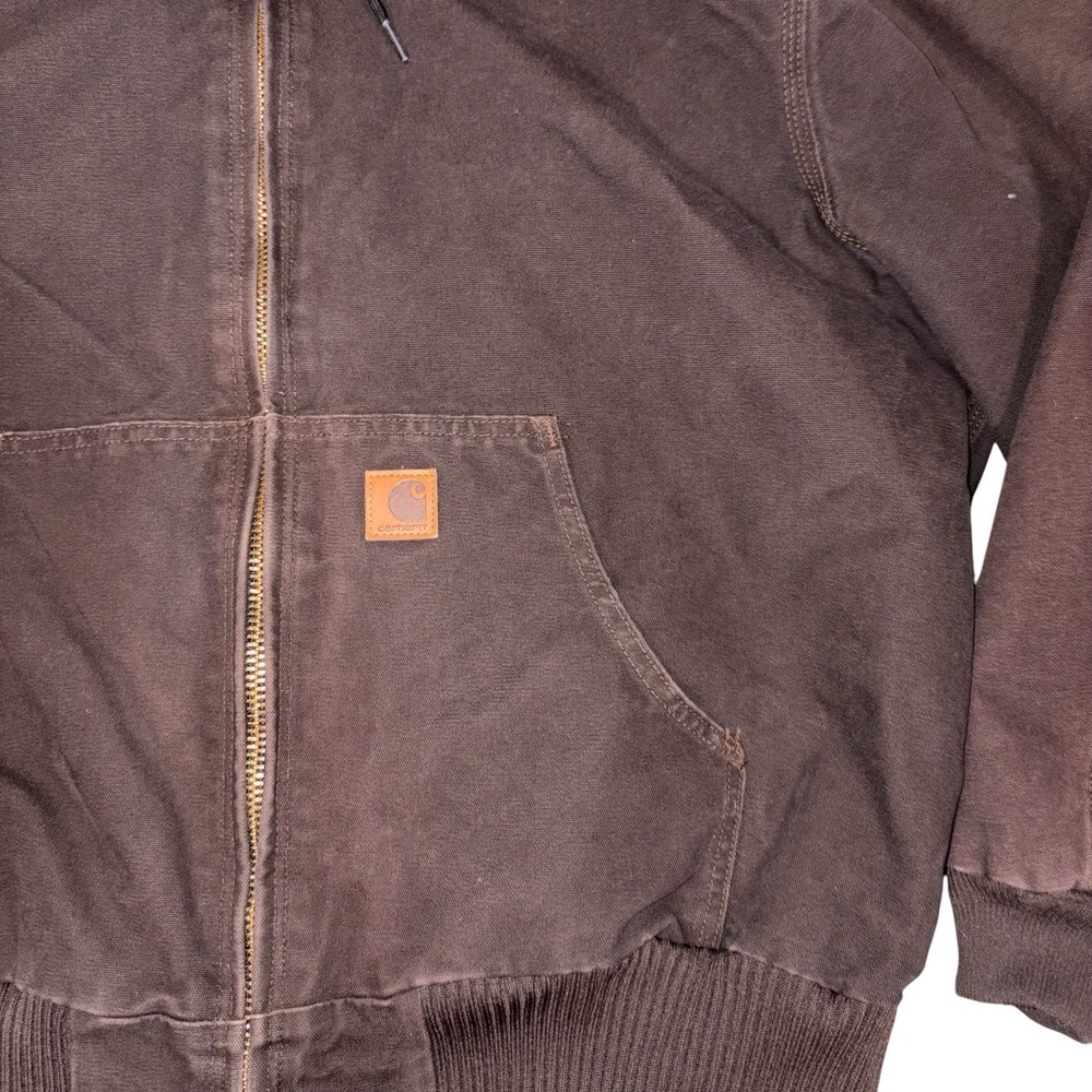 Carhartt Mens XL Hooded Work Jacket Brown With Black Quilted Inside - Picture 7 of 12